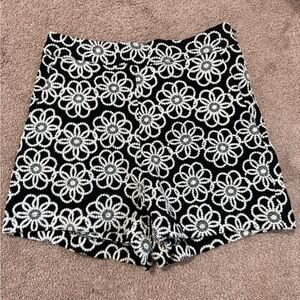 Traffic People Black Shorts with White Daisy Crochet Pattern
